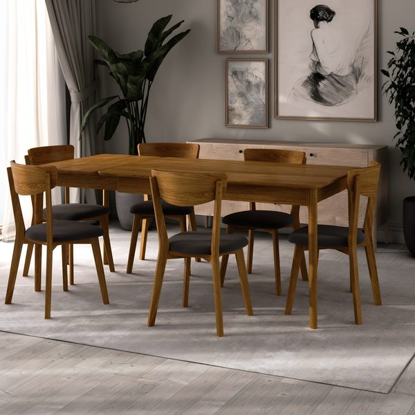 Garda — An extendable natural oak dining table with a side butterfly leaf.